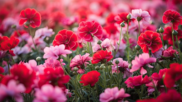 Wild pink and red flowers