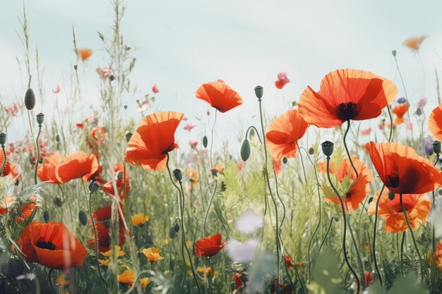 Wild poppy kleurrijke bloemen Genereer Ai