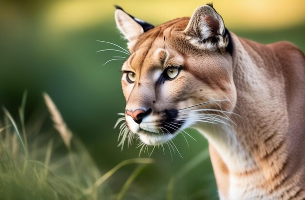 Photo wild puma in its natural habitat symbolizing importance of animal conservation nature preservation