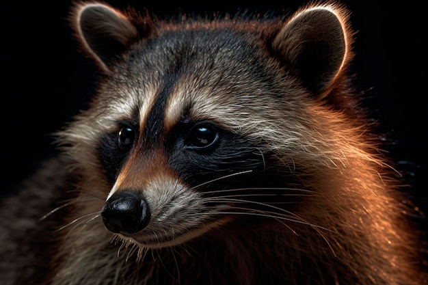 Wild raccoon in the forest Generative AI