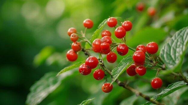 Photo wild red berries rivina humilis generated by ai