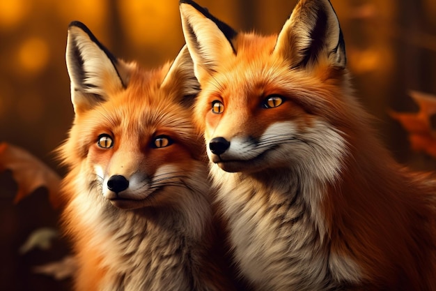 Wild red foxes untamed creatures generative ai