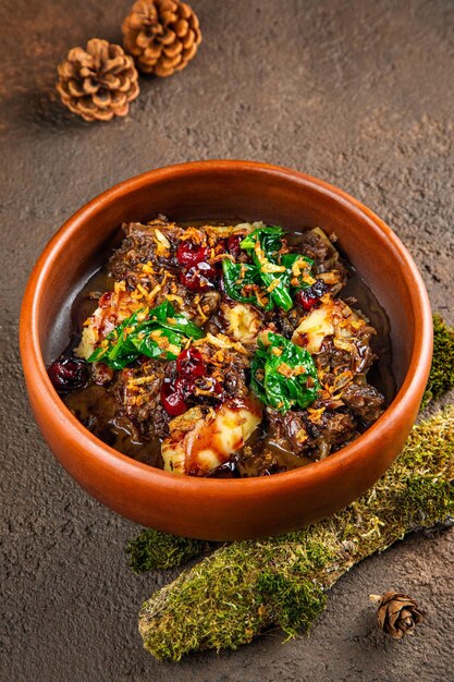 Wild rice dish and various vegetables in glasses lettuce hearts radicchio selective focus