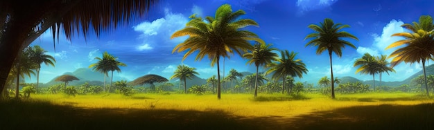 Wild savanna landscape banner Savannah African wildlife with acacia trees grass sand Africa landscape African