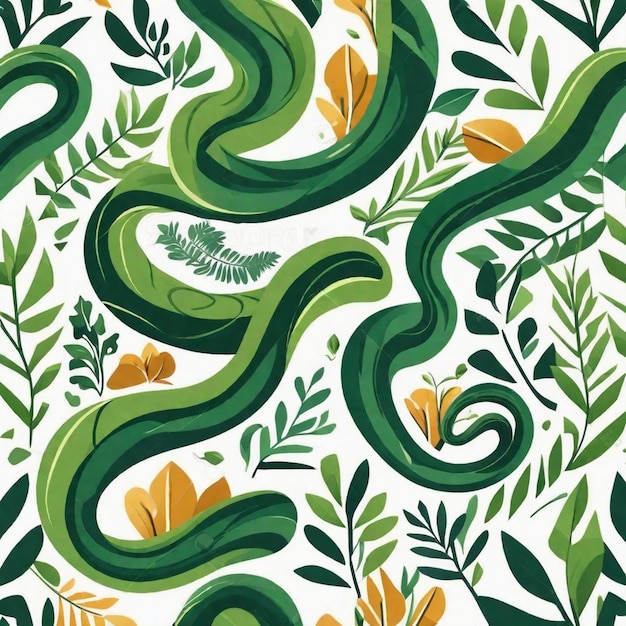 Дикая змея ползет по тропическому лесу