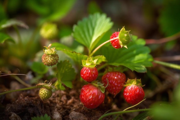 Wild strawberries grow AI Generated