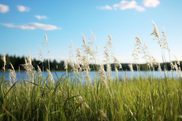 Photo wild sugarcane grass in the fileld