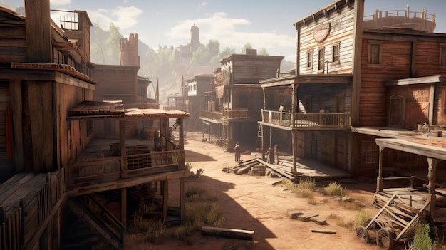 Wild west city ai generate