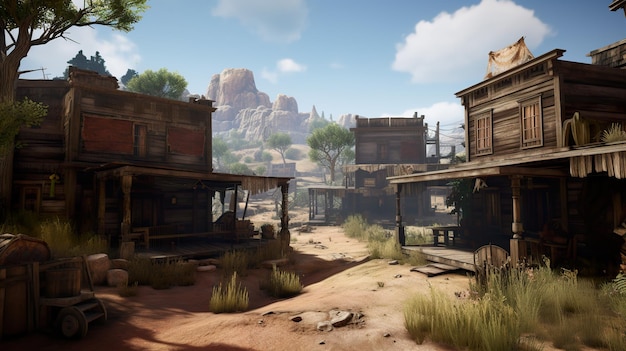 Wild west city ai generate