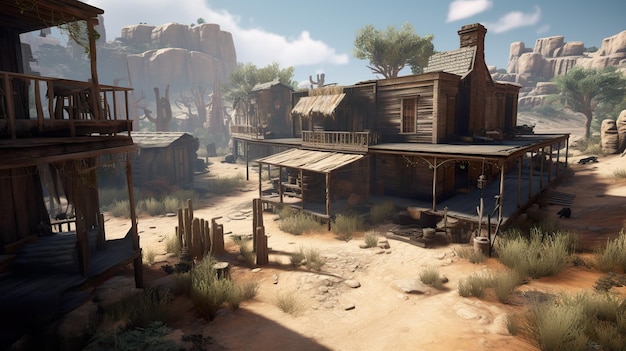 Wild west city ai generate