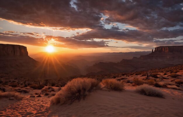 Foto wild west landschap met hemel en wolken foto