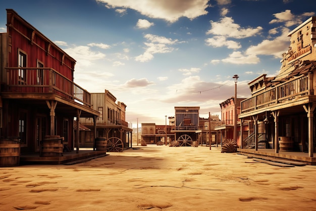 Photo wild west town street ai art