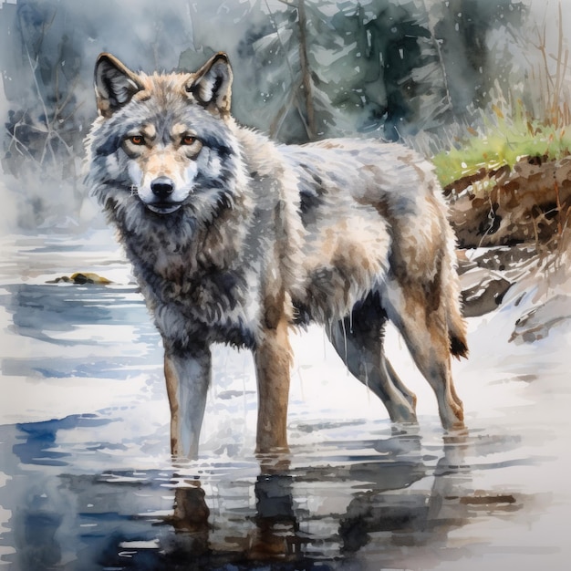 Foto wild wolf illustraties afbeelding