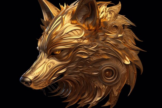 Photo wild wolf with golden details wildlife concept generative ai