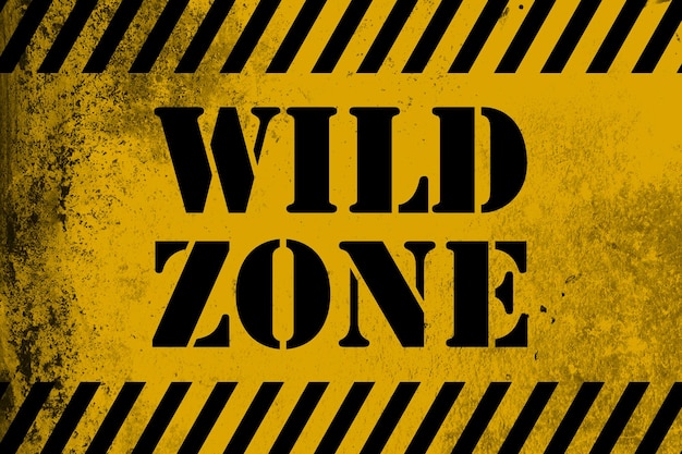 Photo wild zone sign yellow with stripes