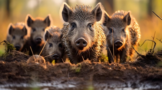 Foto wild zwijn sues scrofa gewone wilde of euraziatische wilde