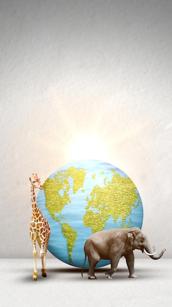 Wilddieren en aarde Werelddierendagconcept