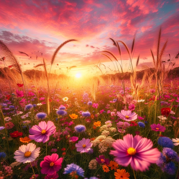 Wilde bloem zonsondergang natuur bekijken
