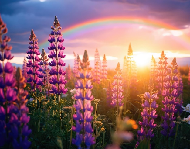 Wilde bloemen en regenbogen