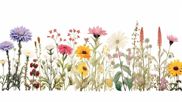 wilde bloemen illustratie op witte geïsoleerde achtergrond