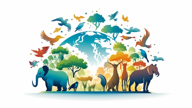Wilde bosdieren in trendy schattige met de hand getekende stijl geïsoleerd op de achtergrond Vector illustraties El