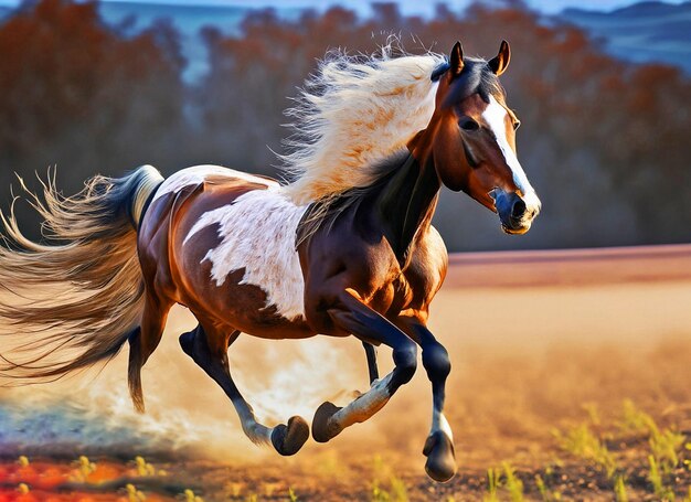 wilde paarden die samen rennen in hun natuurlijke habitat