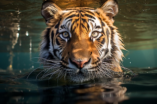 Wilde tijger in het water Generatieve AI