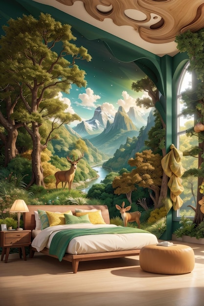 Wilderness Elegance A NatureInfused 3D Interior Mural