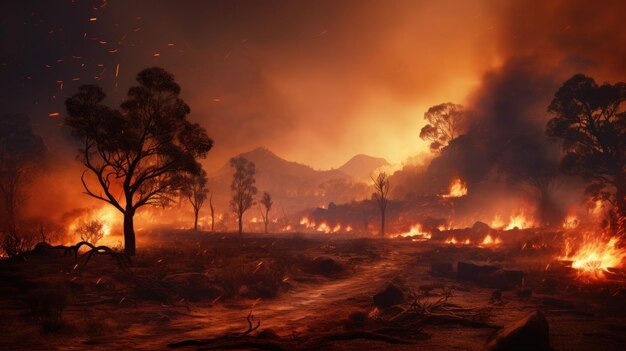 オーストラリアの内陸の山火事