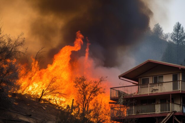 Photo wildfire causing major structural damage