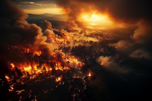 Лесной пожар в лесу стихийное бедствиенеуправляемый пожар