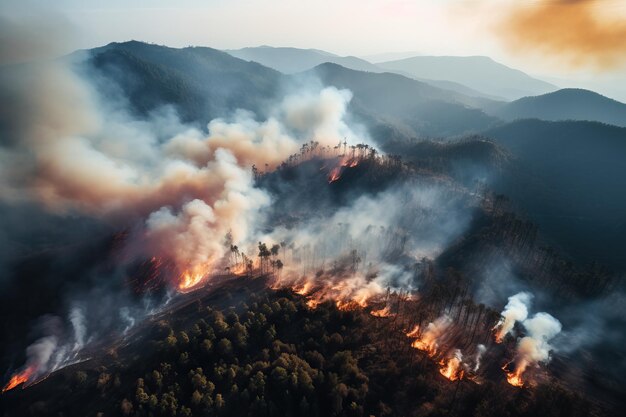 写真 日中の山の山火事