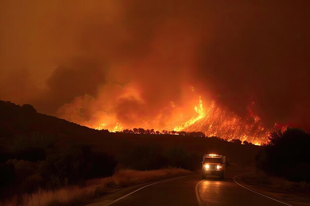 写真 山火事の猛威が制御不能に