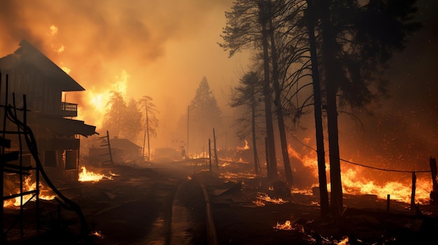 写真 森林を燃やし破壊する森林火災