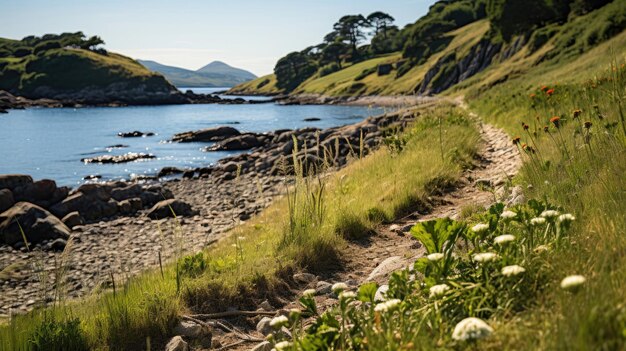 Wildflower hillside seaside