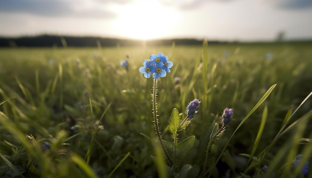 Wildflower weide bloeit in de zomerzon gegenereerd door kunstmatige intelligentie