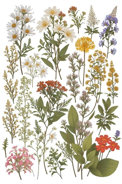 Photo wildflower wonders exquisite handdrawn botanical vectors