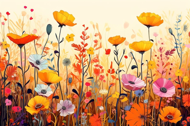 Wildflowers in bloom vector fall background