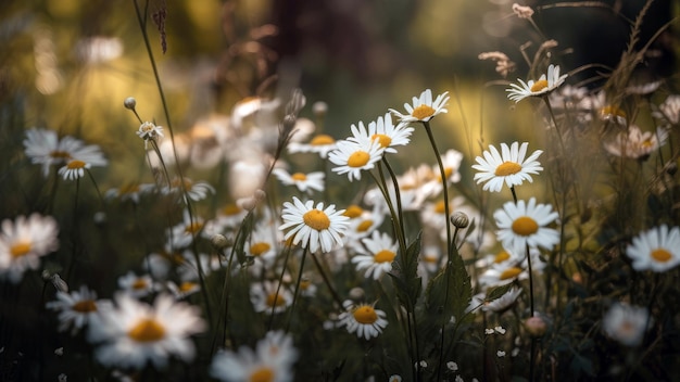 Wildflowers Madeliefjes Achtergrond Bloemen Plant Generatieve AI