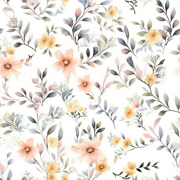 wildflowers pattern on pastel background