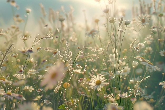 Wildflowers swaying in a gentle breeze