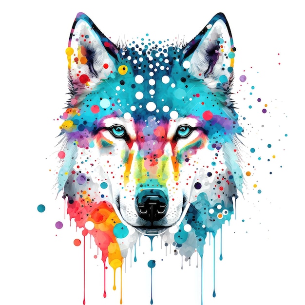 Wildlife animal face background with colorful splatter for forest safari generative ai