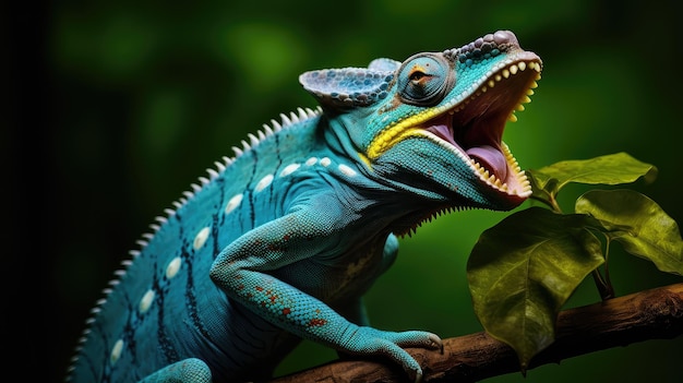 Wildlife blue chameleon