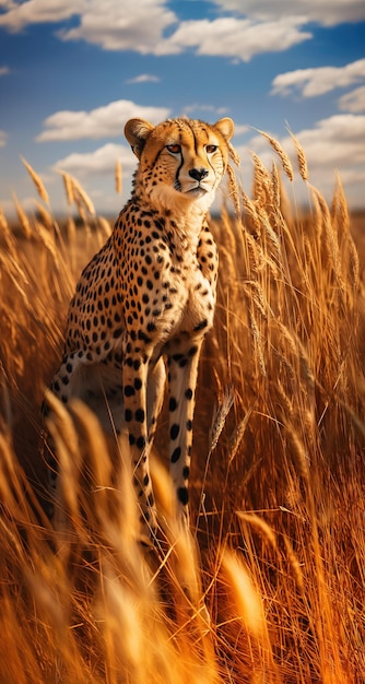 Wildlife a full body photography of a cheetah in the savanna