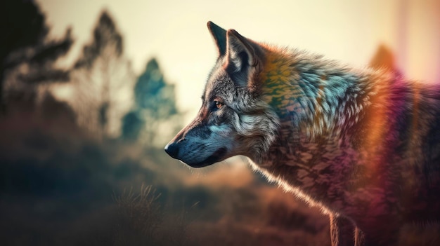 Wildlife in Harmony A Colorful Double Exposure Illustration of Animals in their Natural Habitat