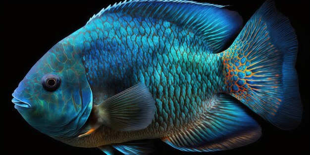 Wildlife including rare blue fish