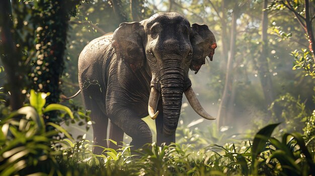 Wildlife ontmoet Mammoth olifant in zijn natuurlijke habitat