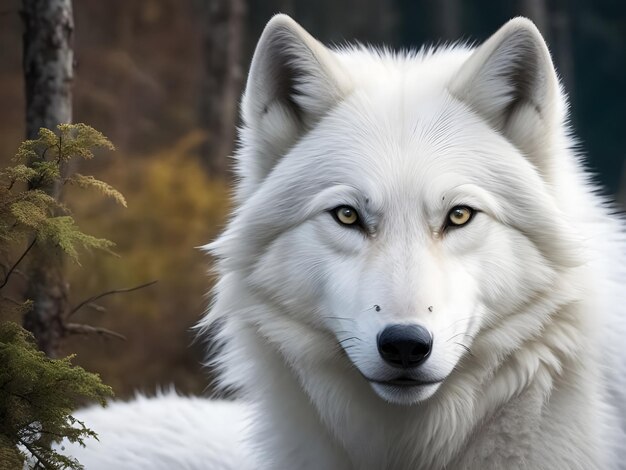 白い狼の野生動物の写真