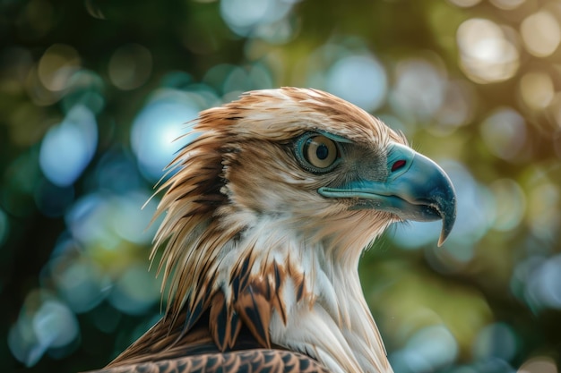 Wildlife Portrait of a Philippine Eagle Majestic Bird of Prey with Powerful Beak and Vulturelike