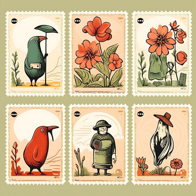 Photo wildlife wonders colorful cute and creative collection of animal stamps